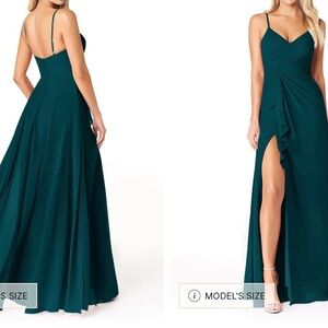 Azazie Strapless Teal Gown